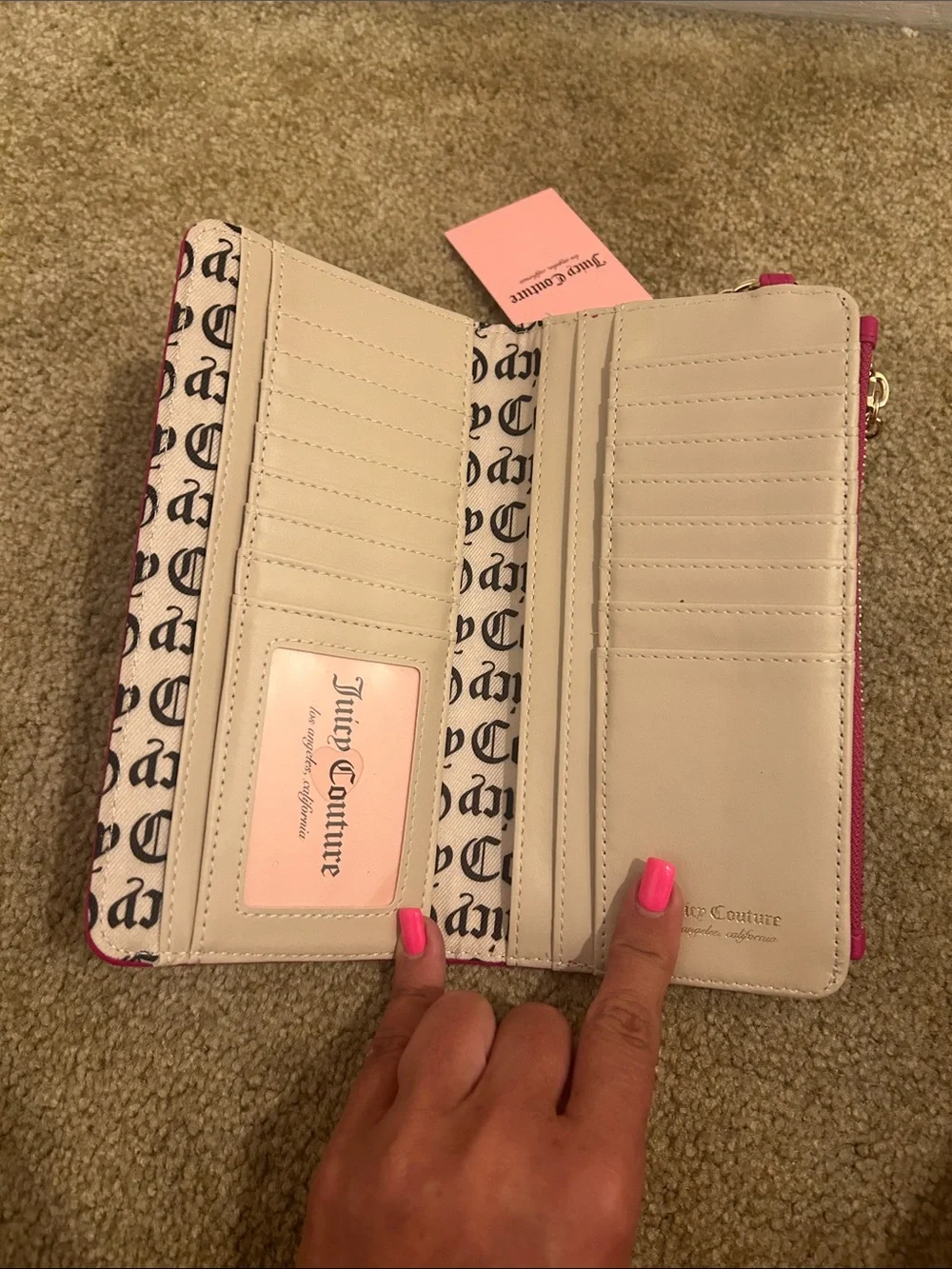 Juicy Couture Fuchsia Logo Wallet with Gold Charm